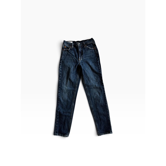 GAP Denim - Gap Mom Jean High Rise Size 24/00R Dark Wash Blue Distressed Vintage Style